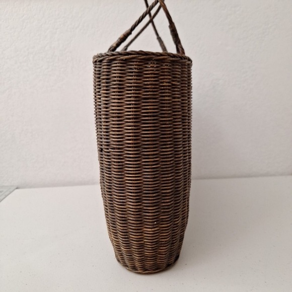 Vintage Woven Basket Purse Tote Wicker Pattern Weave Woven Natural 14" x 11" - Picture 5 of 11